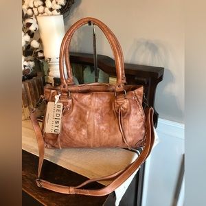 NWOT Bed Stu Rockababy Leather Satchel Shoulder Crossbody Bag Tan $295
